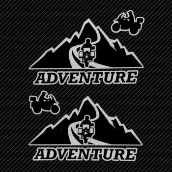 Adesivo supersagomato adventure mountain su fondo nero