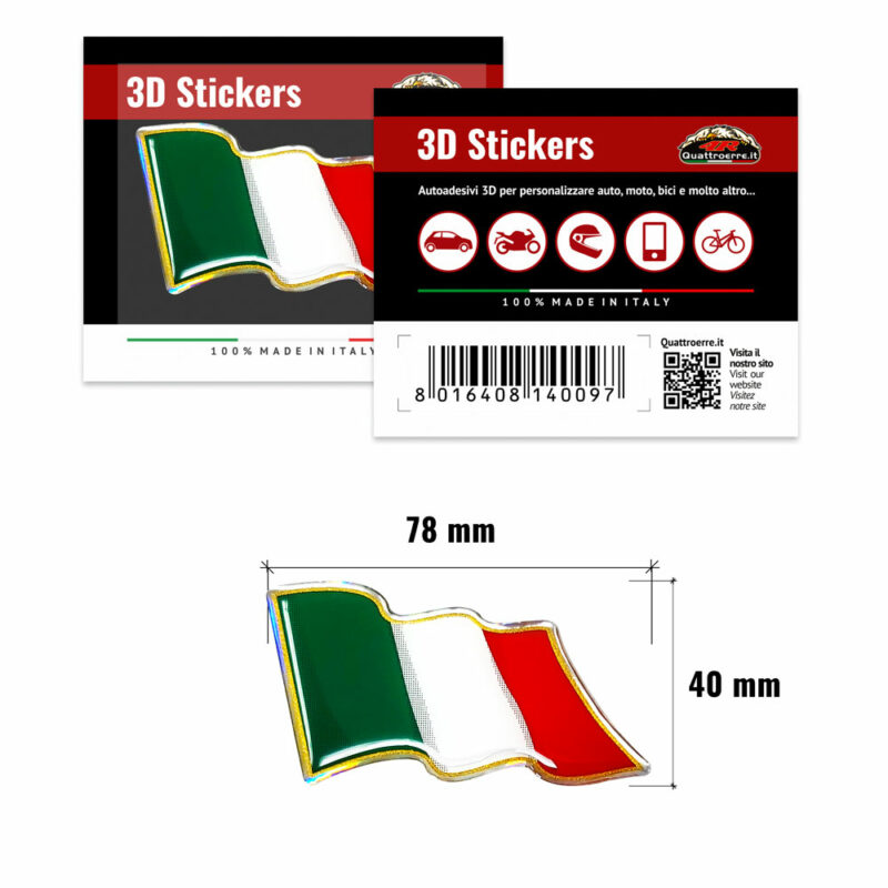 3D Sticker Bandiera al Vento Italia – Motorstile