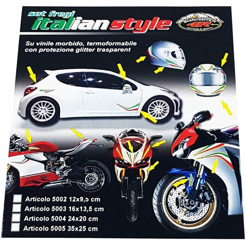 Kit Decorazioni Fregi Tricolore Italia per Moto cartoncino