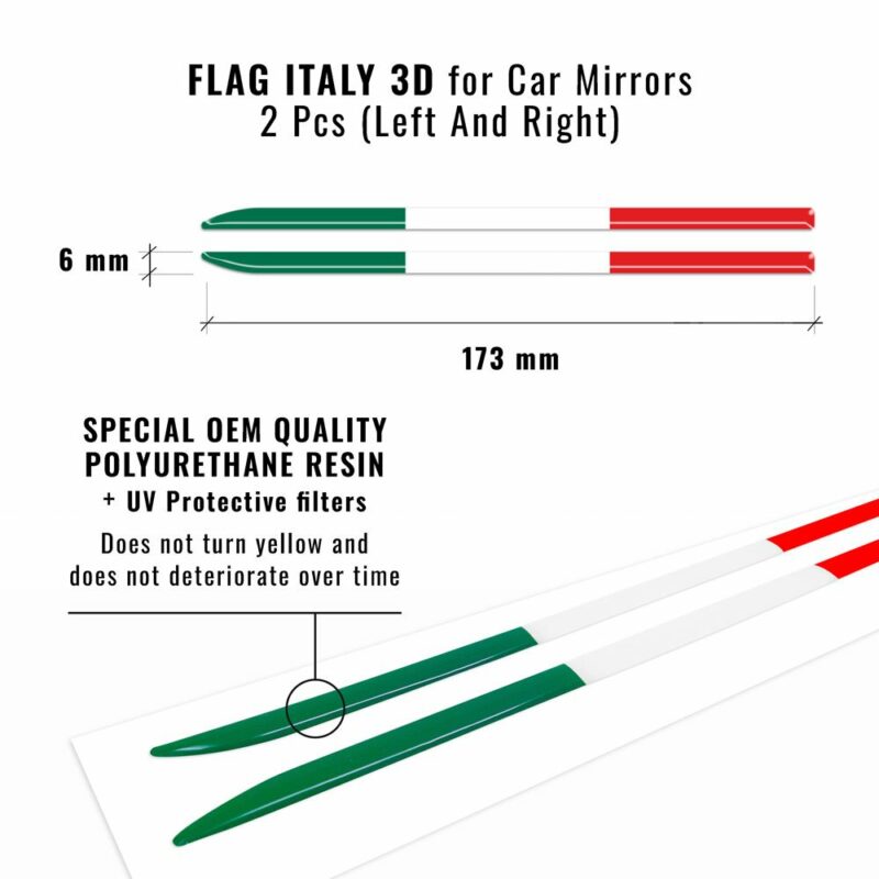 Bandierina 3D tricolore Italia per specchietti Fiat 500 Abarth dettaglio