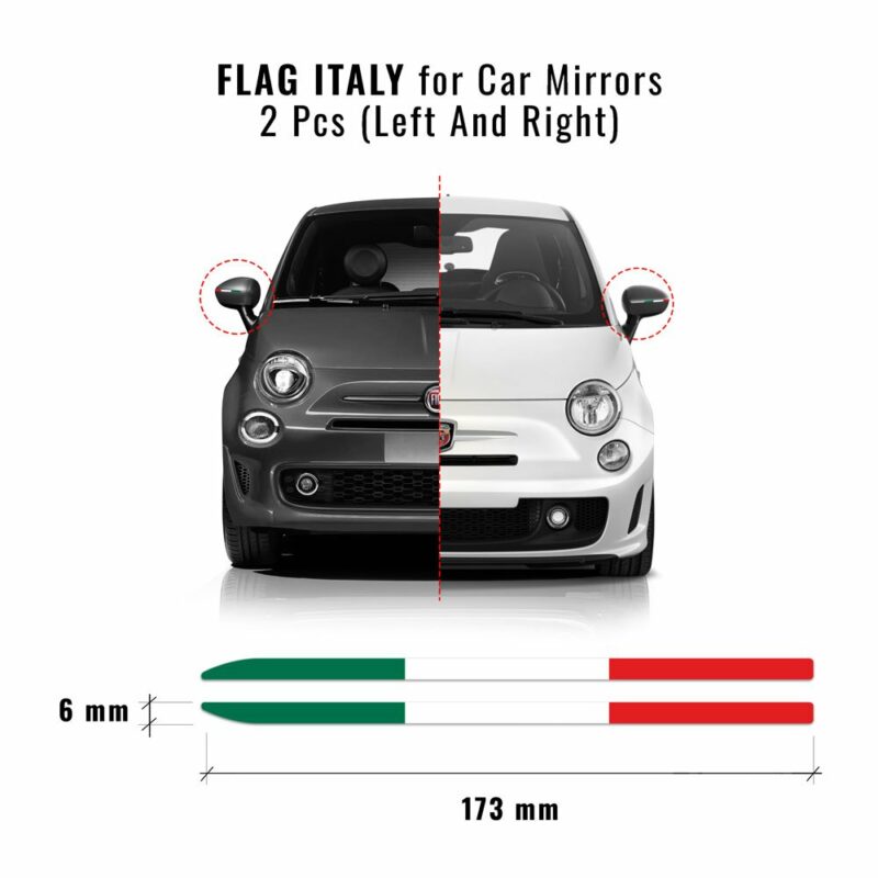 Bandierine adesive tricolore Italia 2 pezzi Fiat 500 Abarth