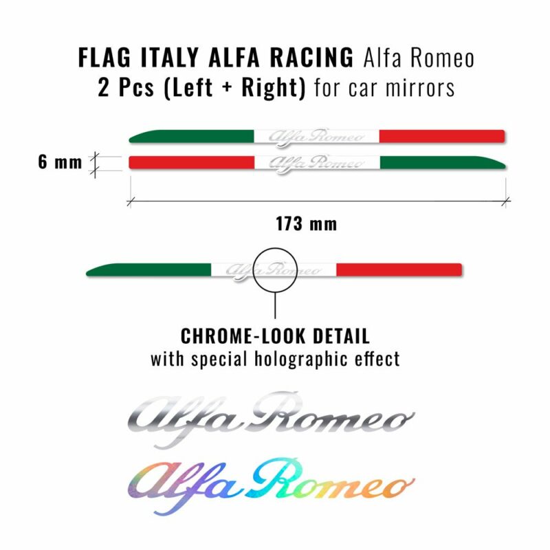 Bandierine adesive olografiche tricolore Italia dimensioni e dettagli