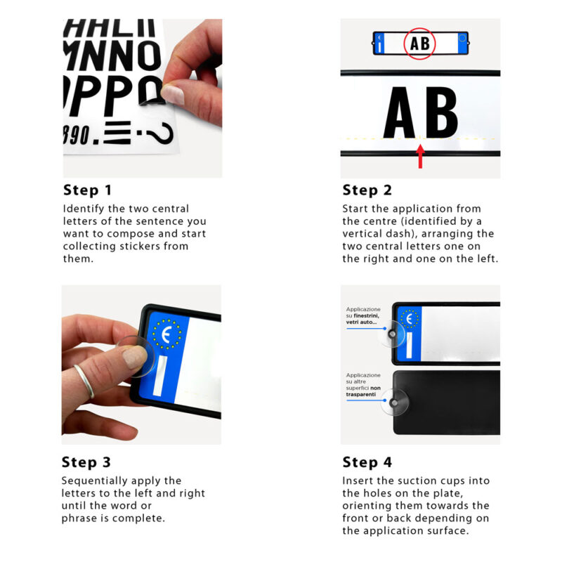 kit targa auto personalizzabile, istruzioni