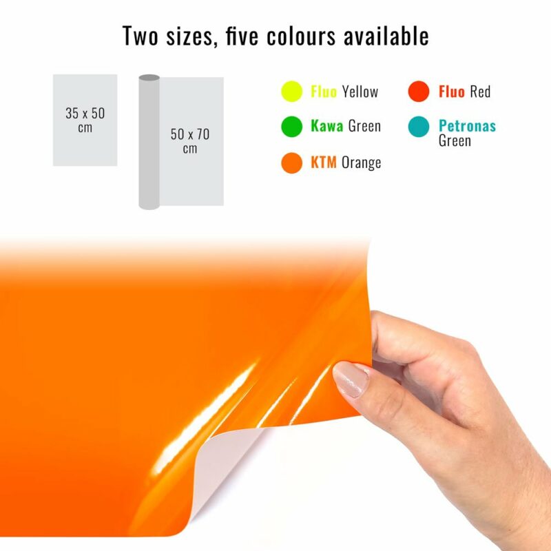 Pellicola adesiva arancione ktm dimensioni e colori