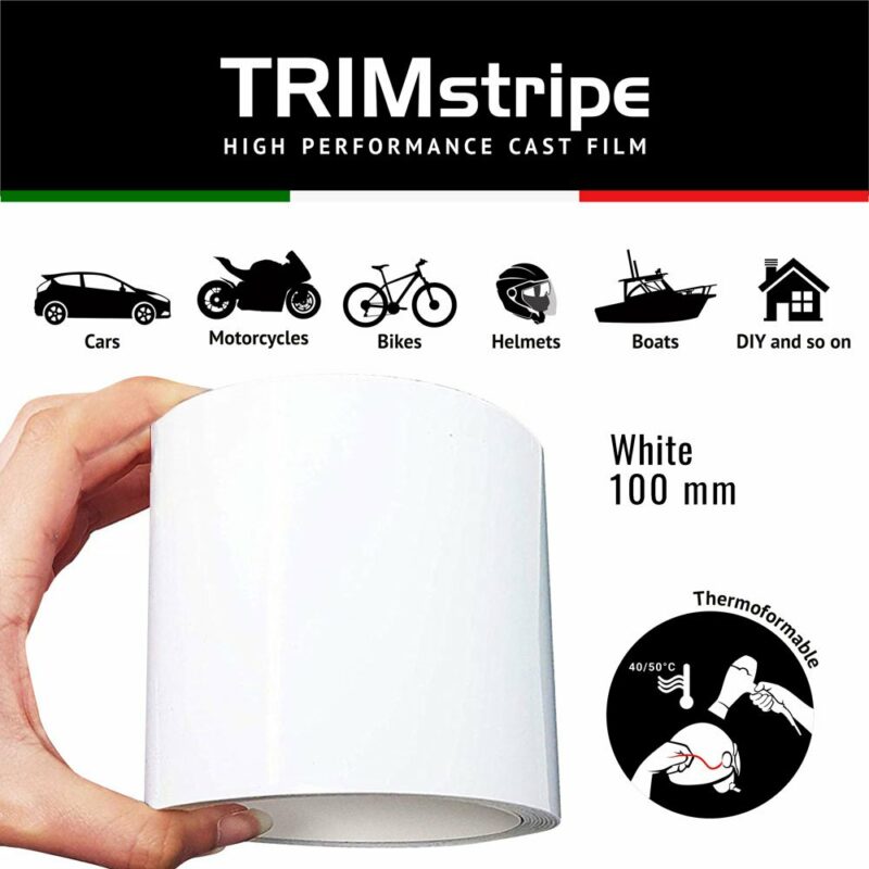 Trim Stripe Strisce Adesive per Auto, Bianco, 100 mm