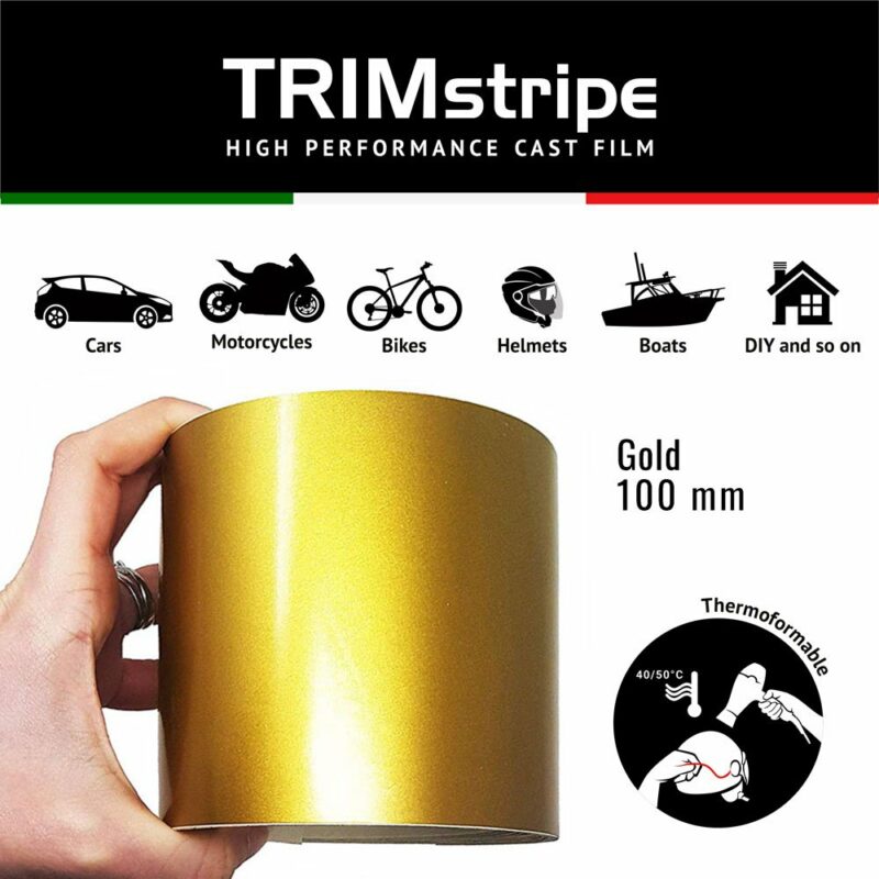 Trim Stripe Strisce Adesive per Auto, Oro, 100 mm