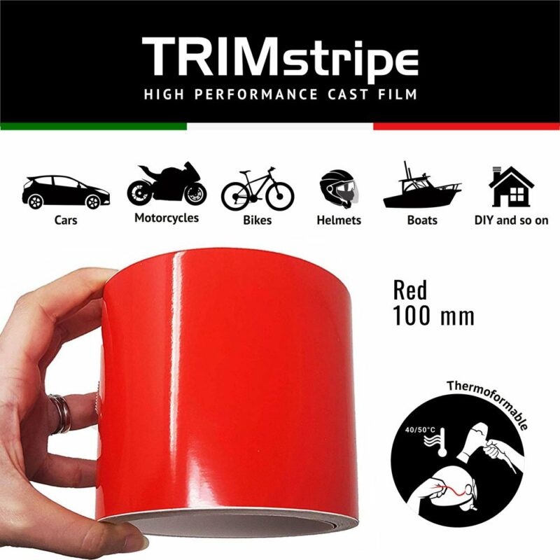 Trim Stripe Strisce Adesive per Auto, Rosso, 100 mm