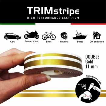 Trim Stripe Strisce Adesive per Auto, 2 Fili, Oro 11 mm