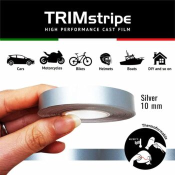 Trim Stripe Strisce Adesive per Auto, Argento 10 mm