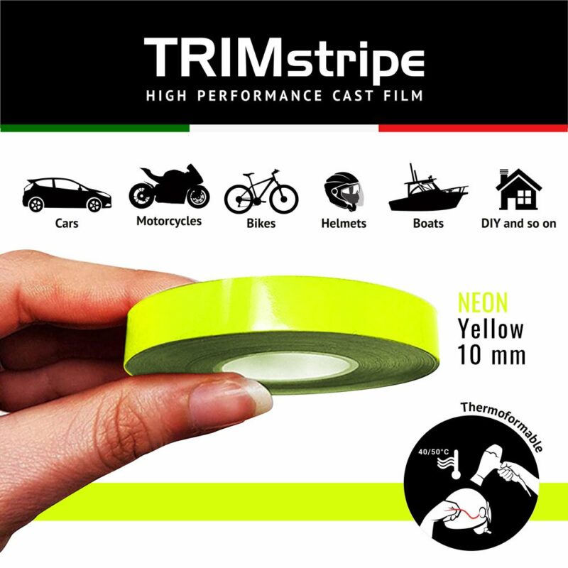 Trim Stripe Strisce Adesive per Auto, Fluo Giallo 10 mm