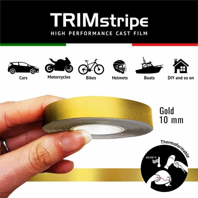 Trim Stripe Strisce Adesive per Auto, Oro 10 mm