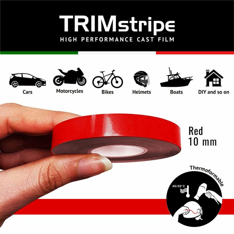 Trim Stripe Strisce Adesive per Auto, Rosso 10 mm