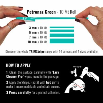 Trim Stripe Strisce Adesive per Auto, Verde Petronas Gamma Misure Disponibili