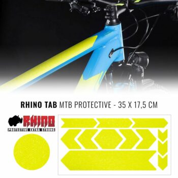 Kit Adesivo Protezione Telaio Bicicletta MTB Rhino, Giallo Fluo 35 x 17,5 cm