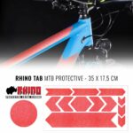 Kit Adesivo Protezione Telaio Bicicletta MTB Rhino, Rosso Fluo 35 x 17,5 cm