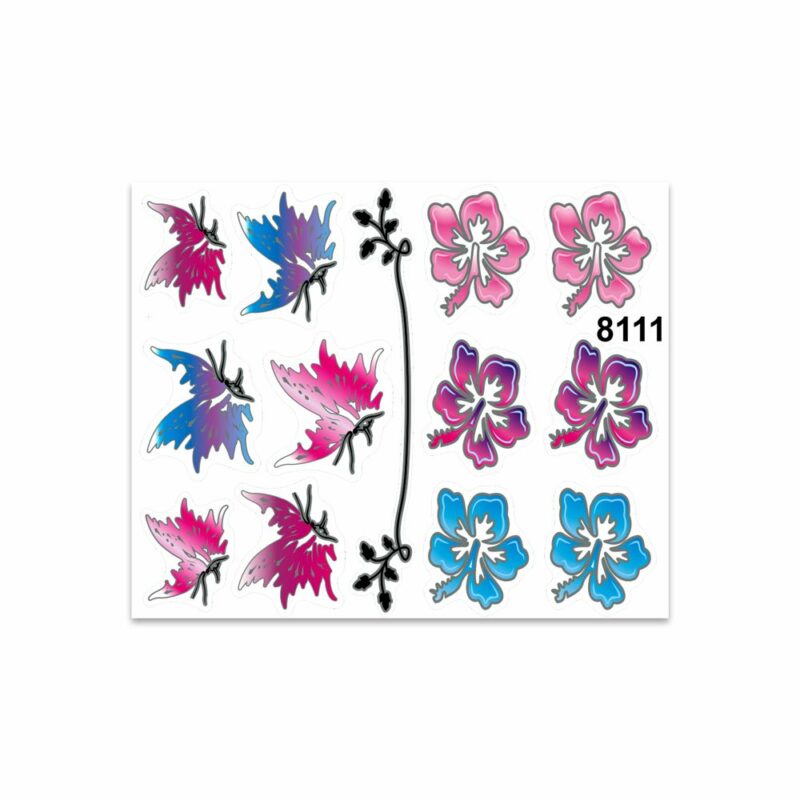 Adesivi Stickers Medi Fiori e Farfalle 13,5 x 16 cm