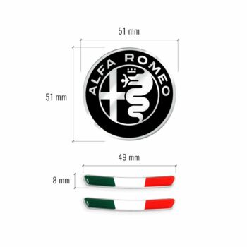 Kit Adesivo Alfa Romeo Logo 51 mm + Bandiera per Interno Giulia e Stelvio misure