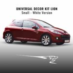 Kit Decorazione Adesiva Peugeot 207 Leone Rosso per Fiancate 20 cm bianco