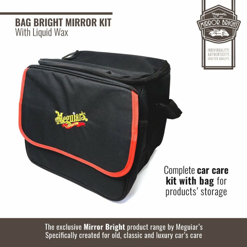 Meguiar's kit Mirror Bright con cera liquida, borsa e accessori, borsa