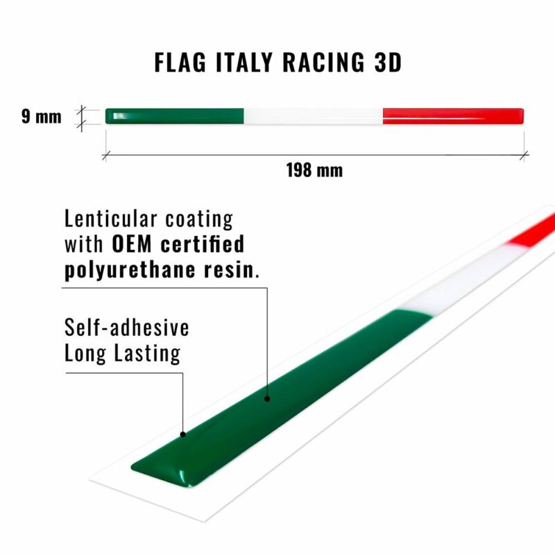 Stripes striscia adesiva tricolore Italia posteriore Alfa Romeo dimensioni e dettaglio
