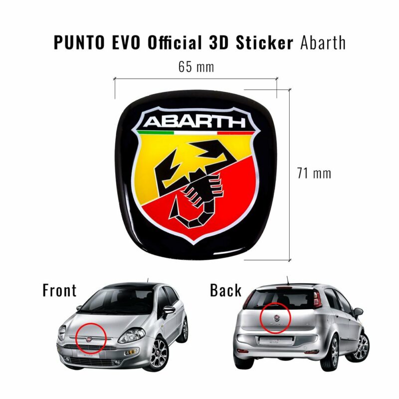 Adesivo Abarth 3D Ricambio Logo per Fiat Punto Evo