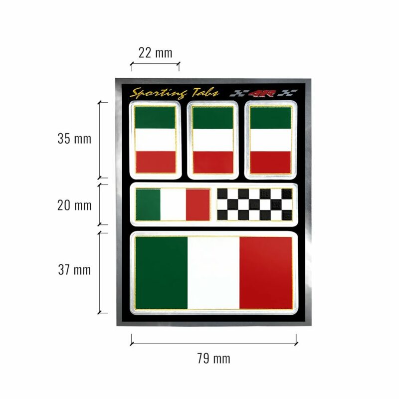 Set di adesivi bandiera Italia racing per auto, dimensioni