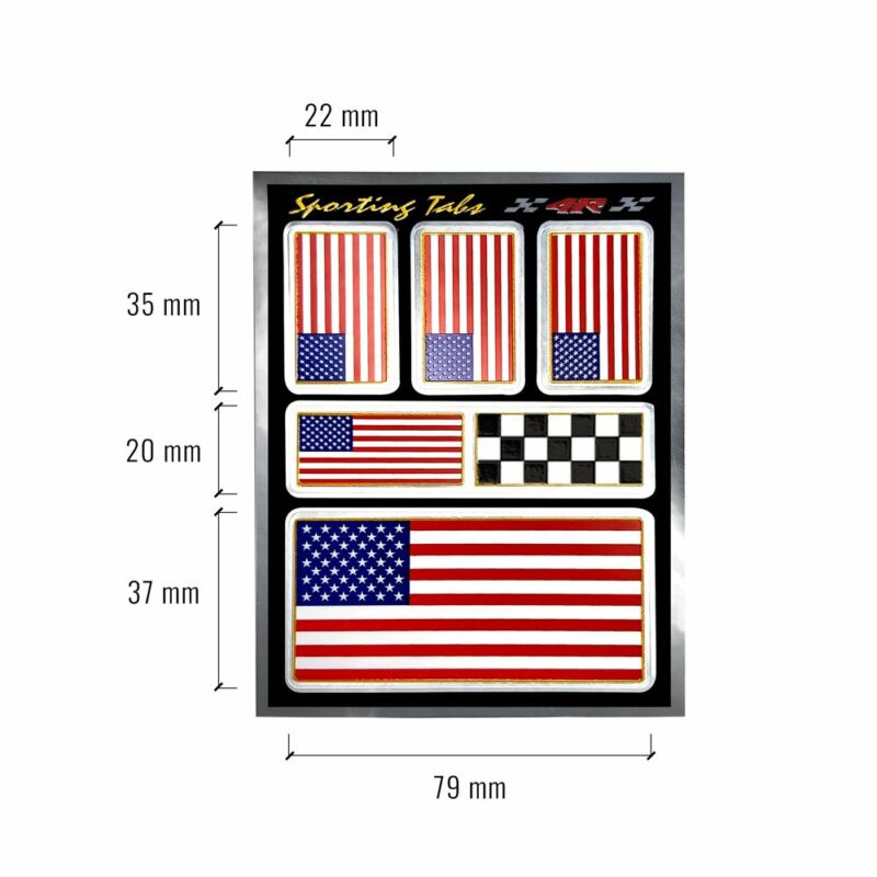 Set di adesivi bandiera USA racing per auto, dimensioni