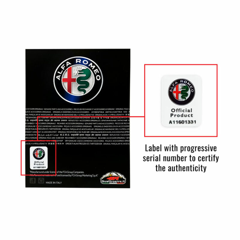 Kit 3 loghi adesivi Alfa Romeo per interno Giulia e Stelvio, etichetta e numero di matricola