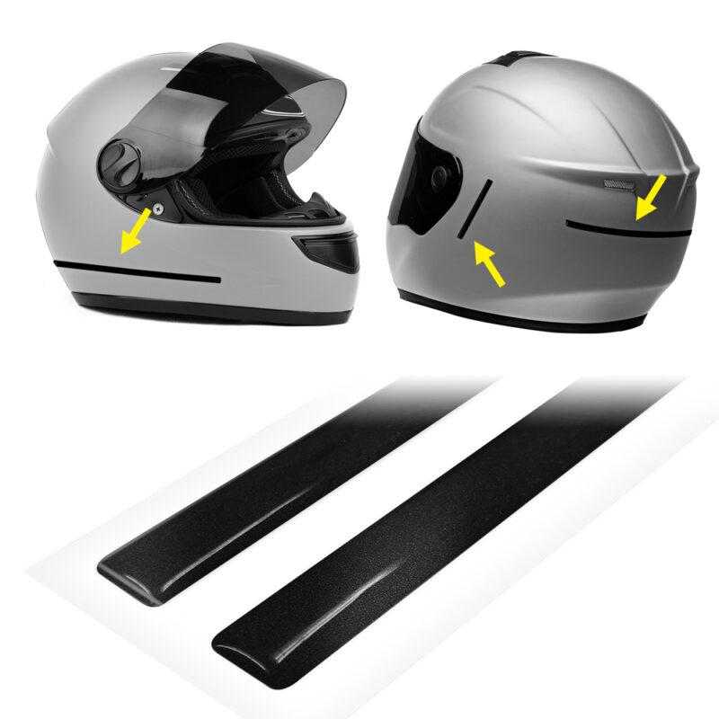 strisce adesive 3d rifrangenti per casco moto, nere