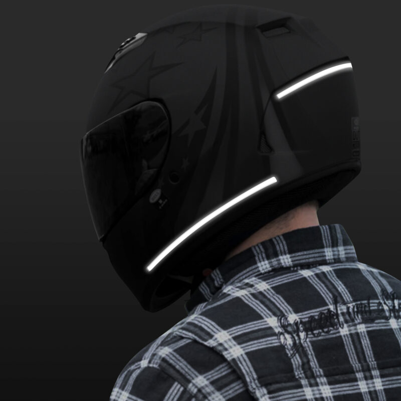 strisce adesive 3d rifrangenti per casco moto, nere