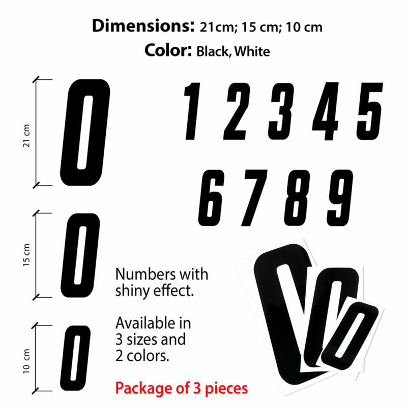 Numeri Adesivi Moto Cross, Set da 3 pezzi, 15 cm